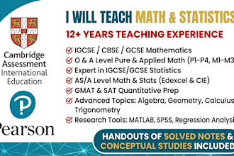 be tutoring math and statistics for igcse, cbse, gcse, o level, as or a level