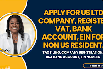apply for US ltd company, register vat, bank account, ein for non US resident