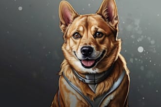 make pet portraits character logo and friendship portrait