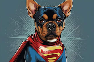 do superhero pet portrait character and friendship portrait