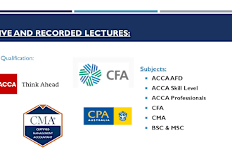 teach acca, cfa, cma, CPA, accounting and finance