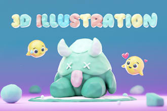create cute 3d character illustration in clay style render