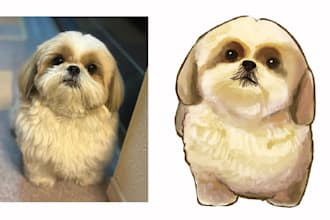 draw a portrait of your pet in digital watercolor