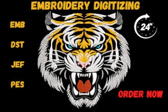 digitize image for embroidery digitizing logo, embroidery patch design, dst, pes