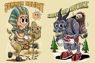 draw vintage retro mascot illustration in rubber hose style