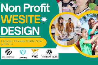 non profit website, church, donation, charity website on wordpress wix godaddy