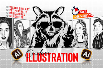 do pet portrait, caricature, silhouette, vector logo stencil , outline, line art