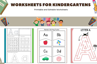 design preschool kindergarten kids tracing and activity worksheets