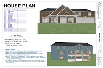 do architectural plan, 2d, 3d house floor plan drawing in autocad, revit