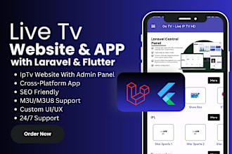 create a complete live TV website and admin panel with app
