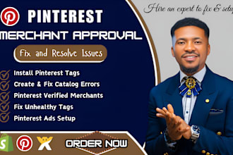 fix or install pinterest tag, setup catalog error and verify merchant approval