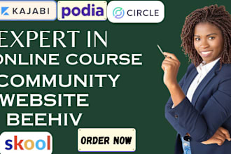 setup online course website on kajabi thinkific circle so skool community site