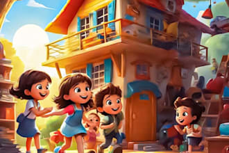 design children story book illustration and children story book cover
