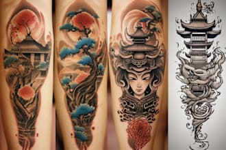 create japanese or oriental tattoo design for you