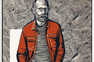 illustrate custom design with digital linocut technique