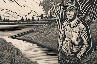 draw a custom portrait in linocut style