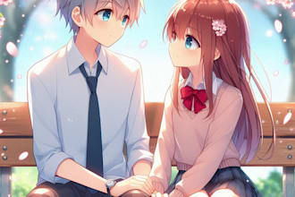 draw anime cute couple character design