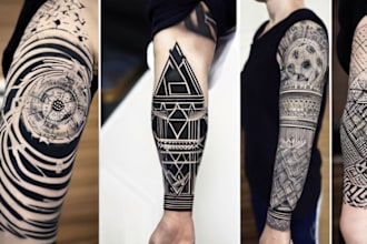 create sleeve tattoo design in geometric style