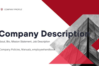 do company description bio, mission statement, about us, job description