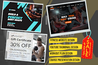 make sports website, workout plan design, gym website, gym logo, fitness website