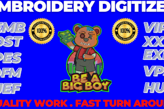 do embroidery digitizing design into dst pes file in 1 hour