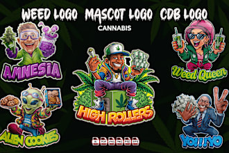 design weed, cannabis mascot, cdb ,logo for your strain