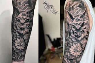 create custom tattoo design, tattoo sleeve