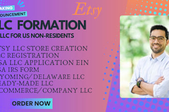 set up llc USA wyoming llc for etsy digital product store creation