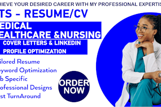 provide or edit healthcare medical doctor registered nurse pharmacy resume cv
