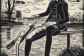 make custom portrait in linocut style
