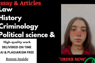 write urgent research articles on political science, history, law, criminology
