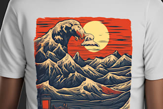 design a beautiful linocut t shirt in my art style