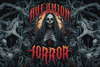 draw detailed dark art and heavy metal horror illustration