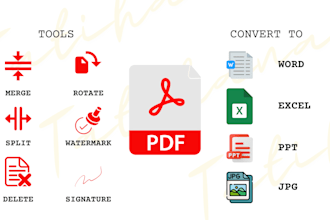 merge, split, rotate, delete, convert PDF to word, excel