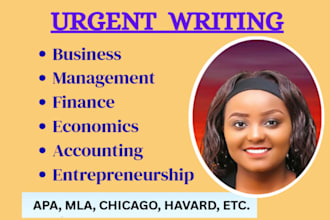 write business research, management, finance, and insurance assigned