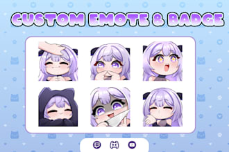 draw cute custom chibi emotes for twitch, discord, youtube