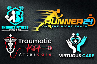 design health, gym, medical, fitness, wellness and sports logo