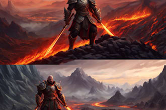 do fantasy realistic illustration or environment comic style