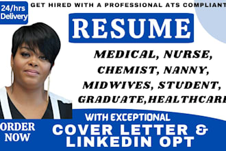 write ats medical, nurse, chemist, healthcare, pharmacy, midwife, dentist resume