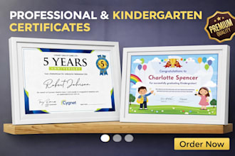 design professional and kindergarten certificates
