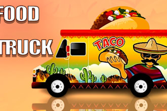 unique food trucks, car wrap and van wrap design