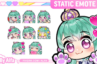draw cute emote, animated emote, sub badges for twitch, discord, kick, stream