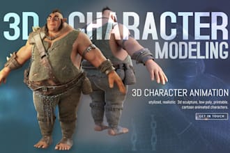 3d character modeling, stylized and realistic with uvs