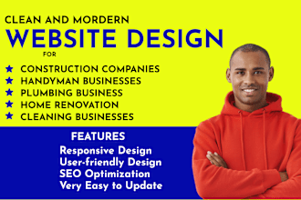 build handyman website, construction, plumbing, cleaning, roofing website