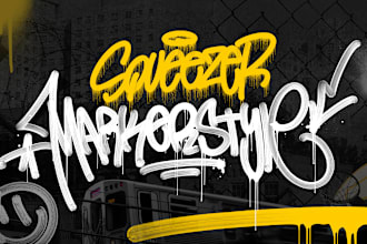 hand drawn graffiti tag in squeezer marker style