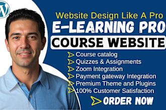 design a wordpress elearning website, learndash tutor lms website course website