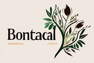 design vintage botanical, mystic, illustration logo