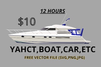 draw custom vector line art of your boat or yacht file svg