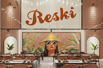 design 3d interior of office, restaurant, showroom