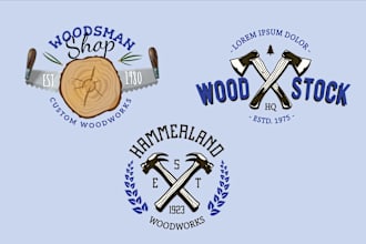 create vintage, woodwork, sawmill logo